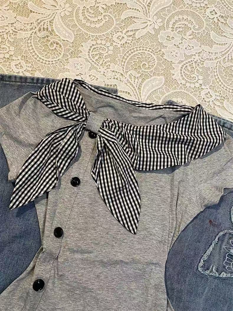 Marin Stripe Scarf Knit Top – Grey