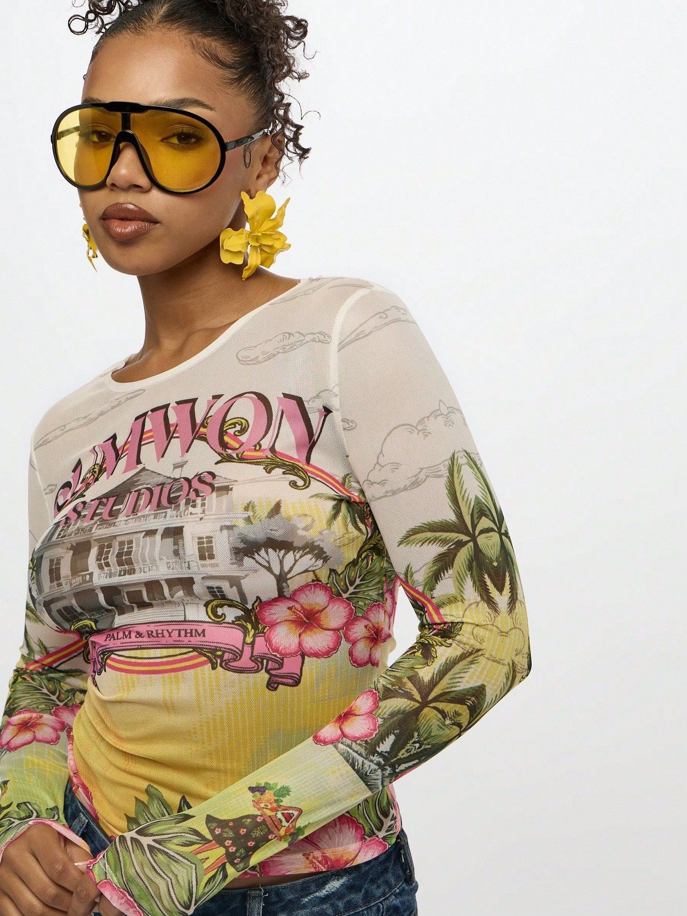 Sunset Riviera Mesh Top
