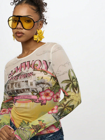 Sunset Riviera Mesh Top