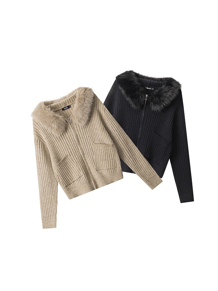 Aurora Faux Fur Knit Hoodie