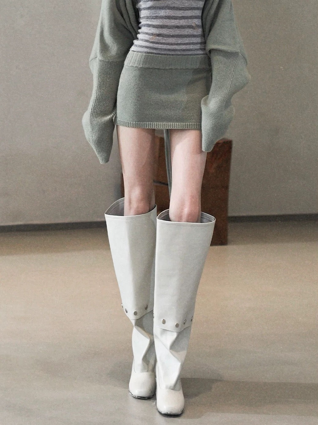Soft Sage Knit Cardigan & Mini Skirt Set