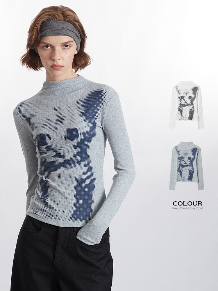Pixel Cat Long Sleeve Top