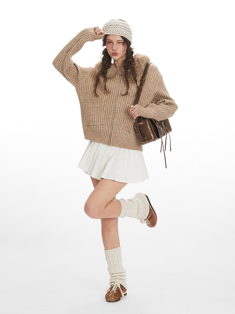 Aurora Faux Fur Knit Hoodie