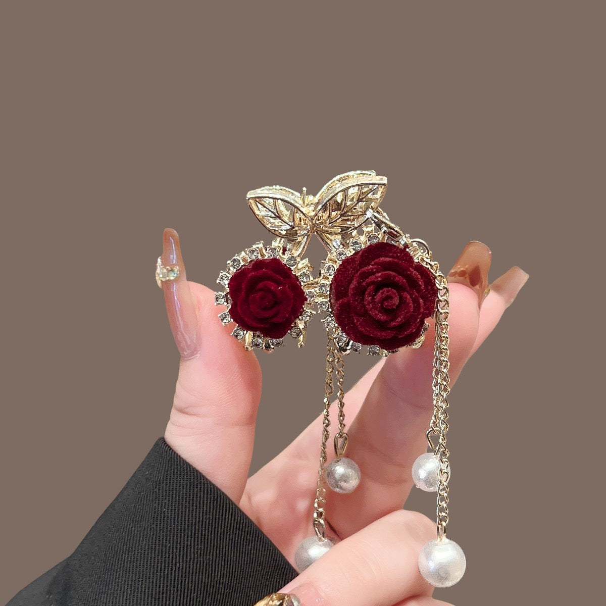Crimson Rose Drop Earrings