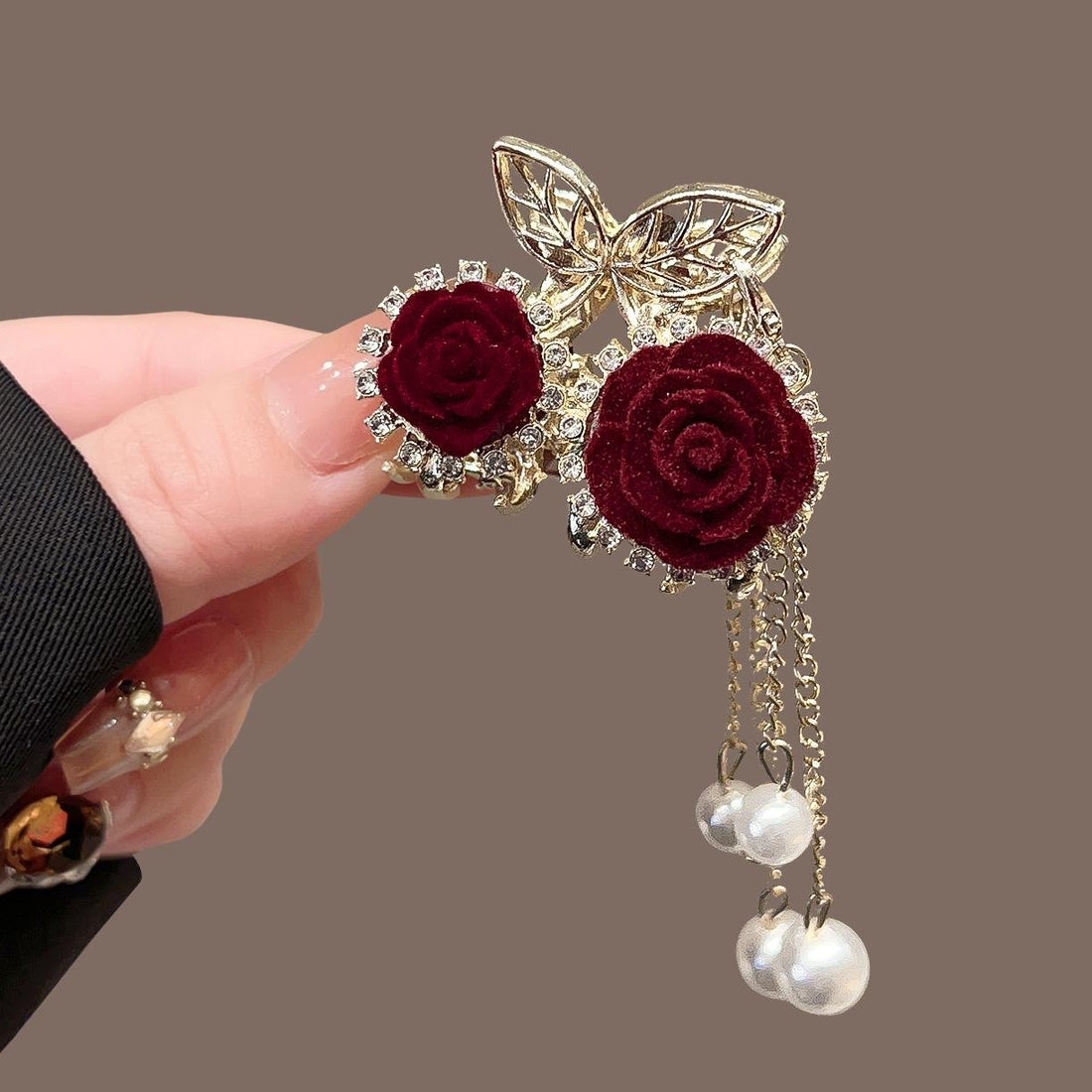 Crimson Rose Drop Earrings
