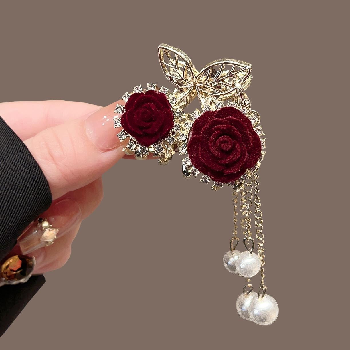 Crimson Rose Drop Earrings
