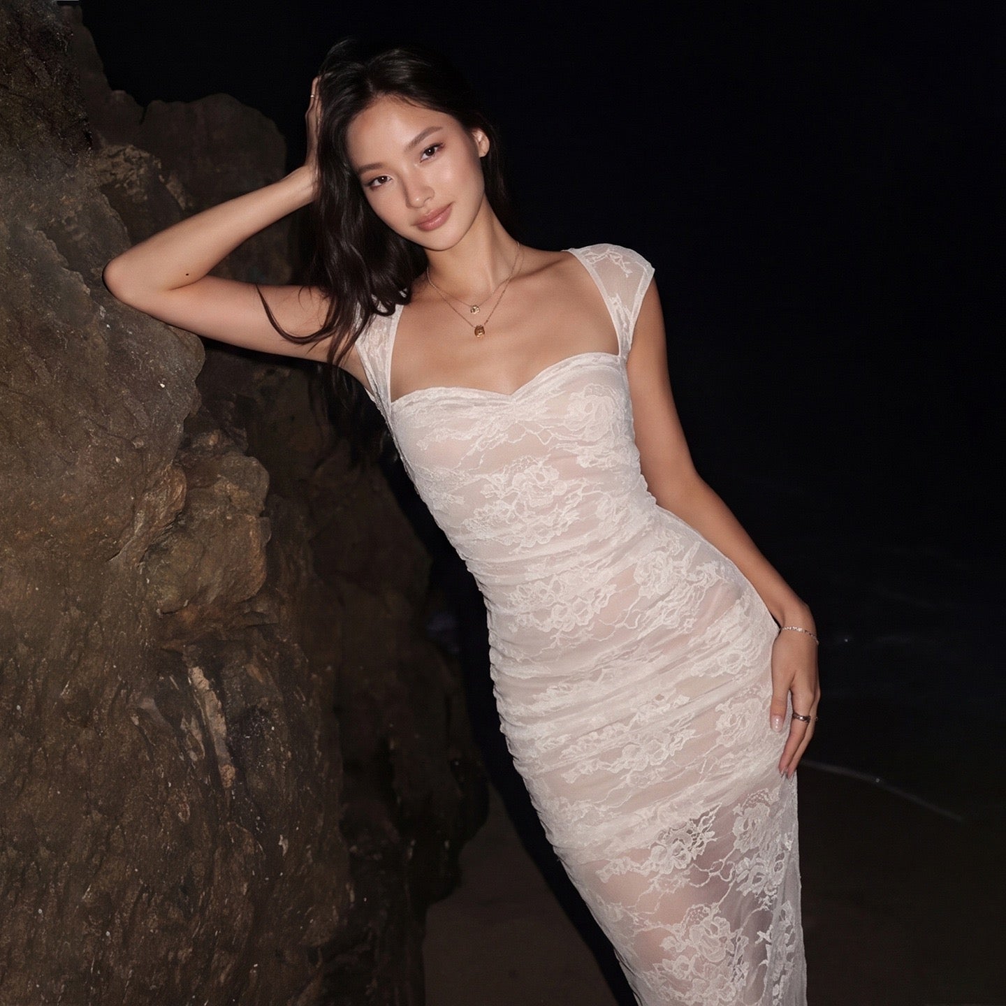 Moonlit Lace Maxi Dress